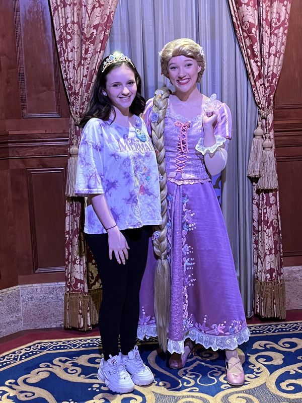It was a long wait, but Katie got to see Rapunzel. Photo by Gregg Jacobs.