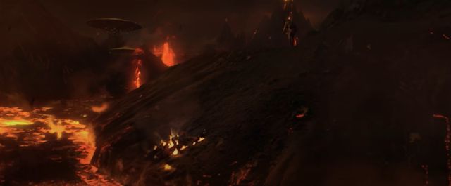 Anakin burns on the lava banks