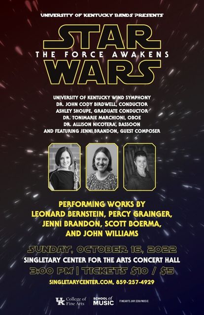 Poster for UK Wind Symphony showing the Star Wars Force Awakens logo